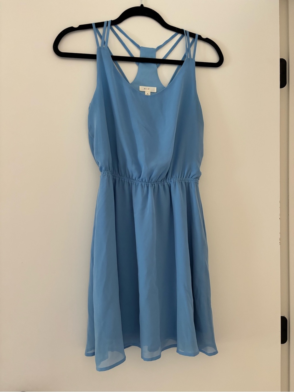 mine Light Blue Strappy Chiffon Summer Dress
